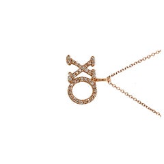 0.20 Carat Natural Diamond XO Necklace Pendant 14 Karat Rose Gold G SI
