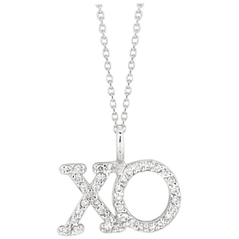 0.20 Carat Natural Diamond XO Necklace Pendant 14 Karat White Gold G SI
