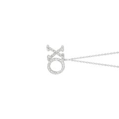 0.20 Carat Natural Diamond XO Necklace Pendant 14 Karat White Gold G SI