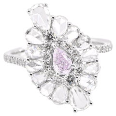 0.20 Carat Natural Fancy Light Pinkish Purple Diamond and Rose Cut Diamond Ring