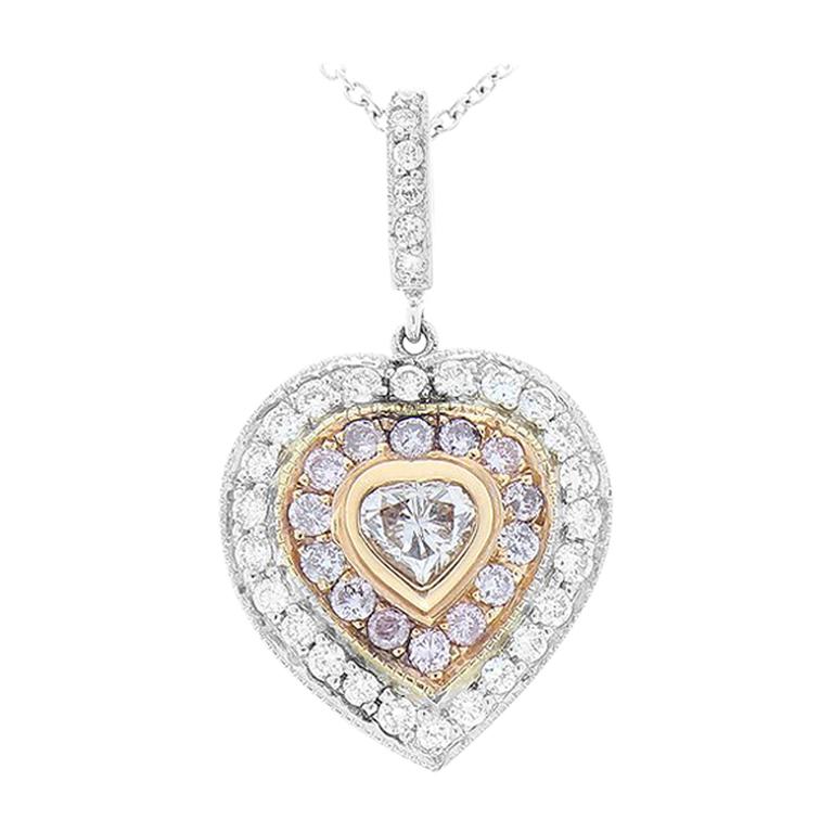 0.20 Carat Natural Pink Heart Shaped Diamond Pendant For Sale