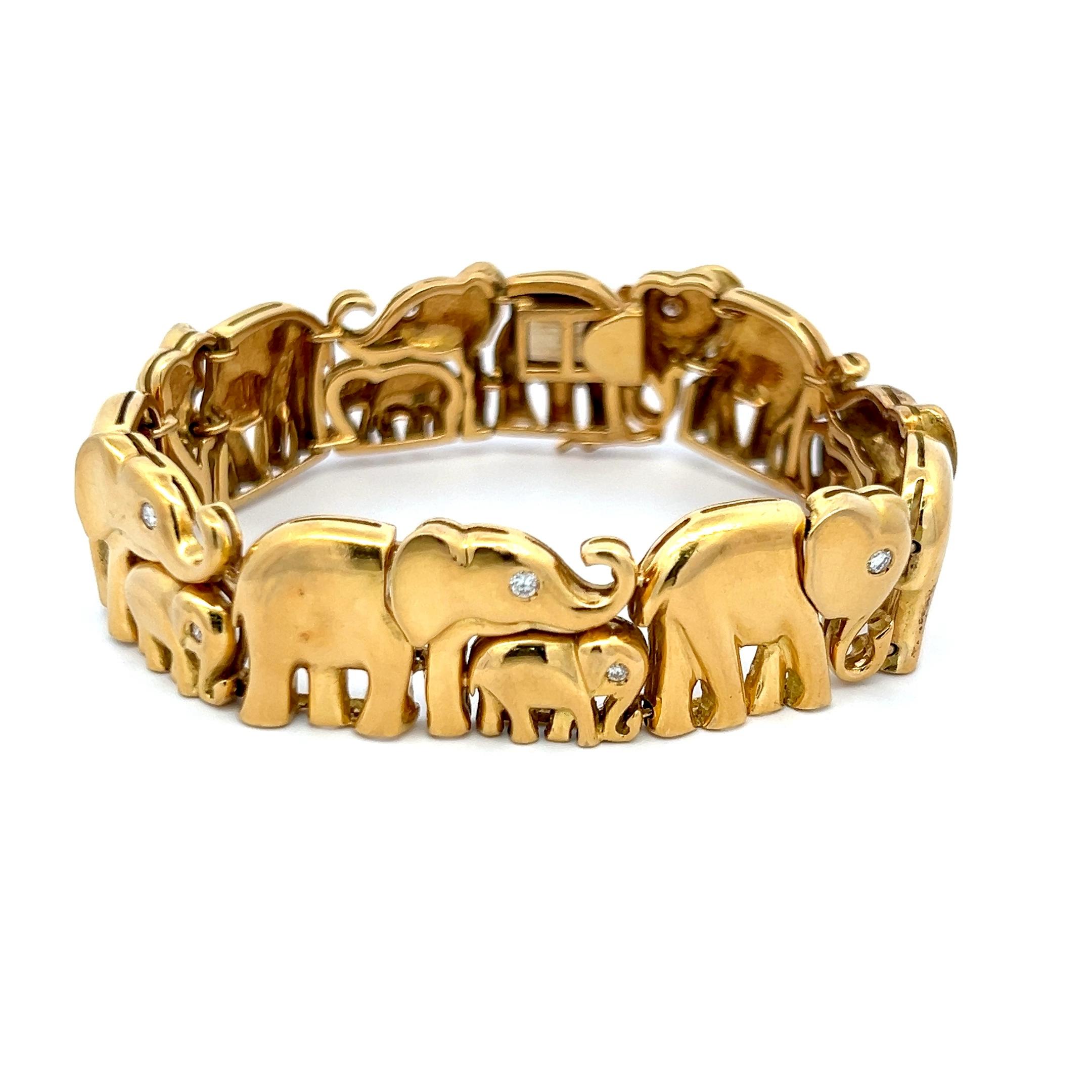 Bracelet à maillons en or jaune 18 carats avec diamants taille vieille Europe I SI1 de 0,20 carat Bon état - En vente à New York, NY
