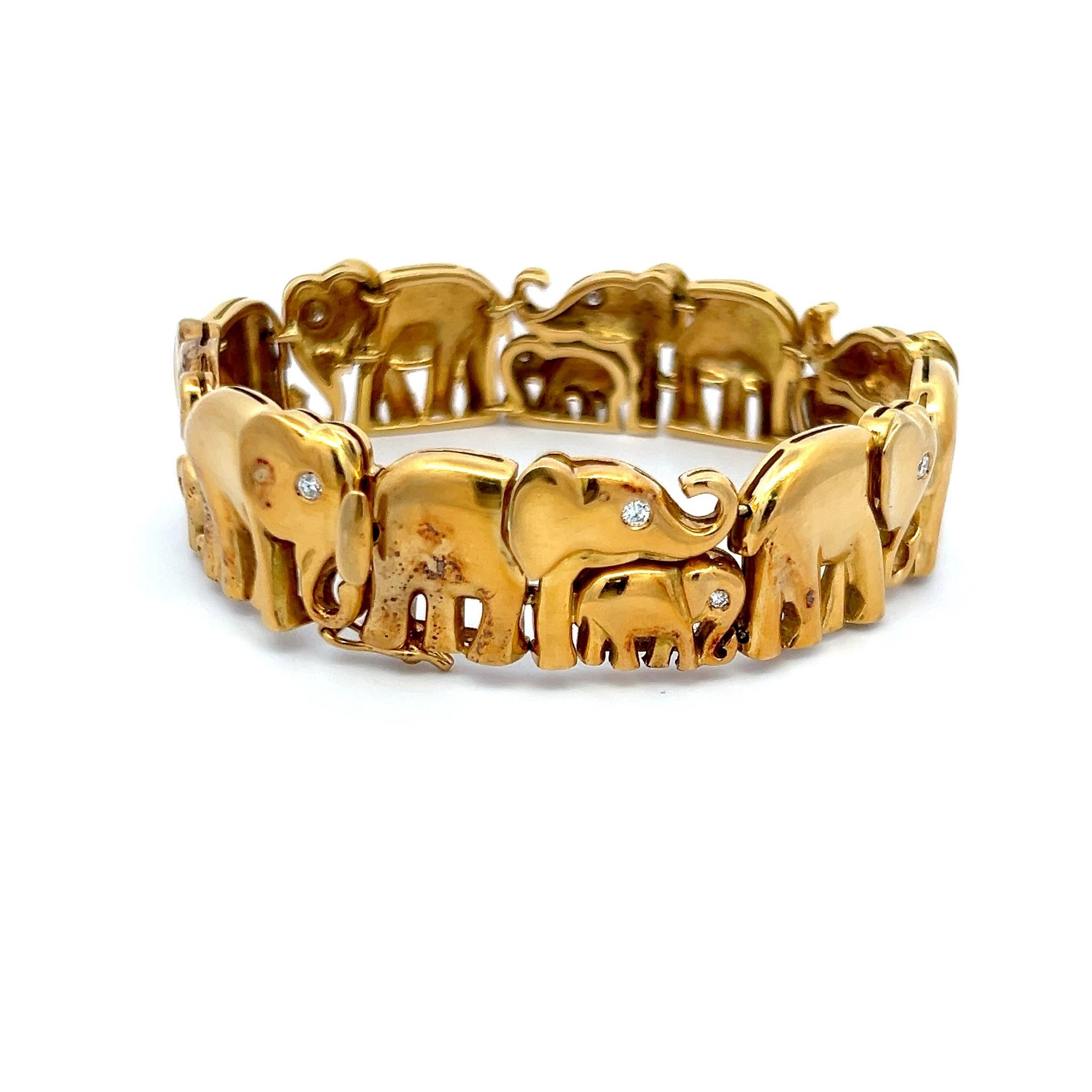 Bracelet à maillons en or jaune 18 carats avec diamants taille vieille Europe I SI1 de 0,20 carat Pour femmes en vente