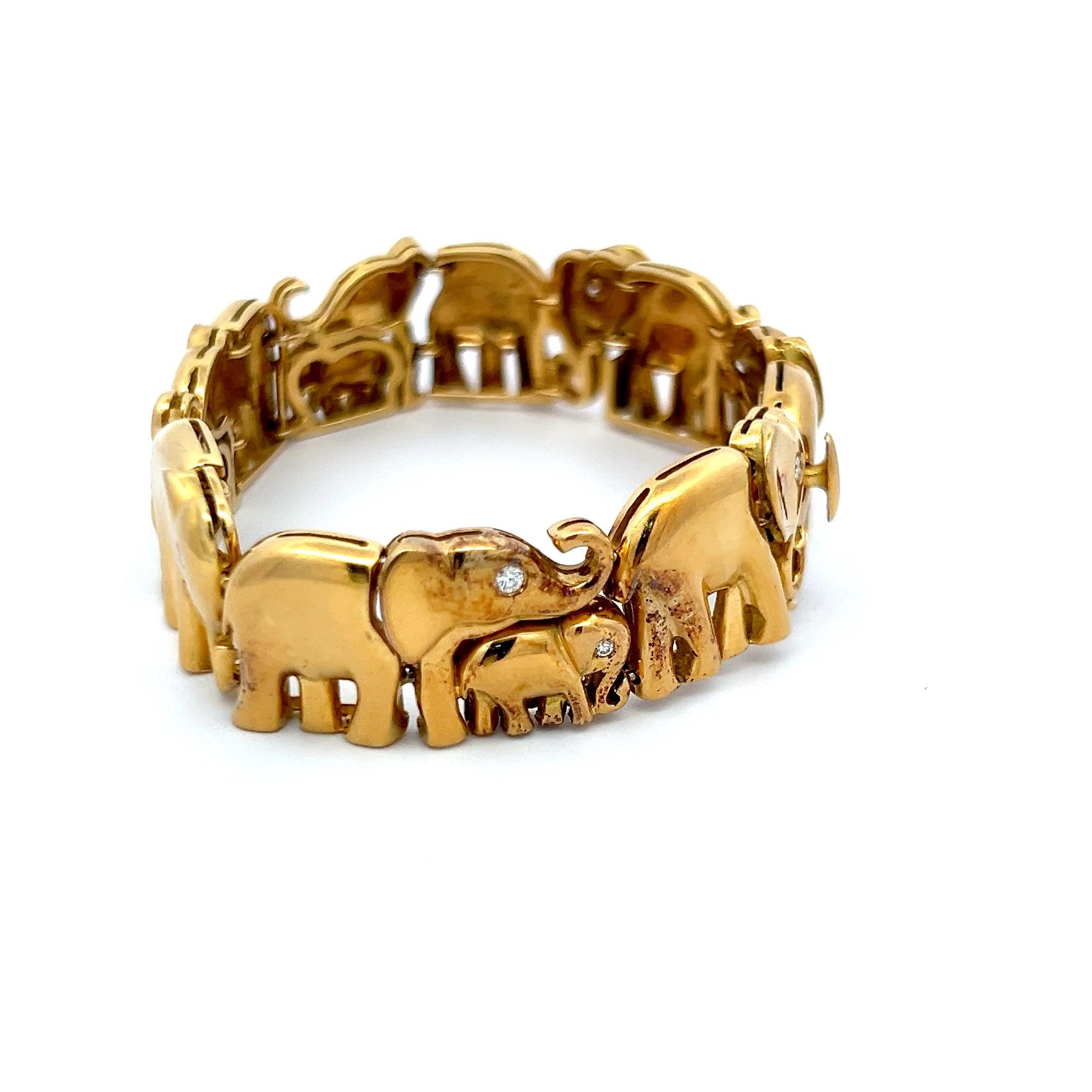 Bracelet à maillons en or jaune 18 carats avec diamants taille vieille Europe I SI1 de 0,20 carat en vente 1