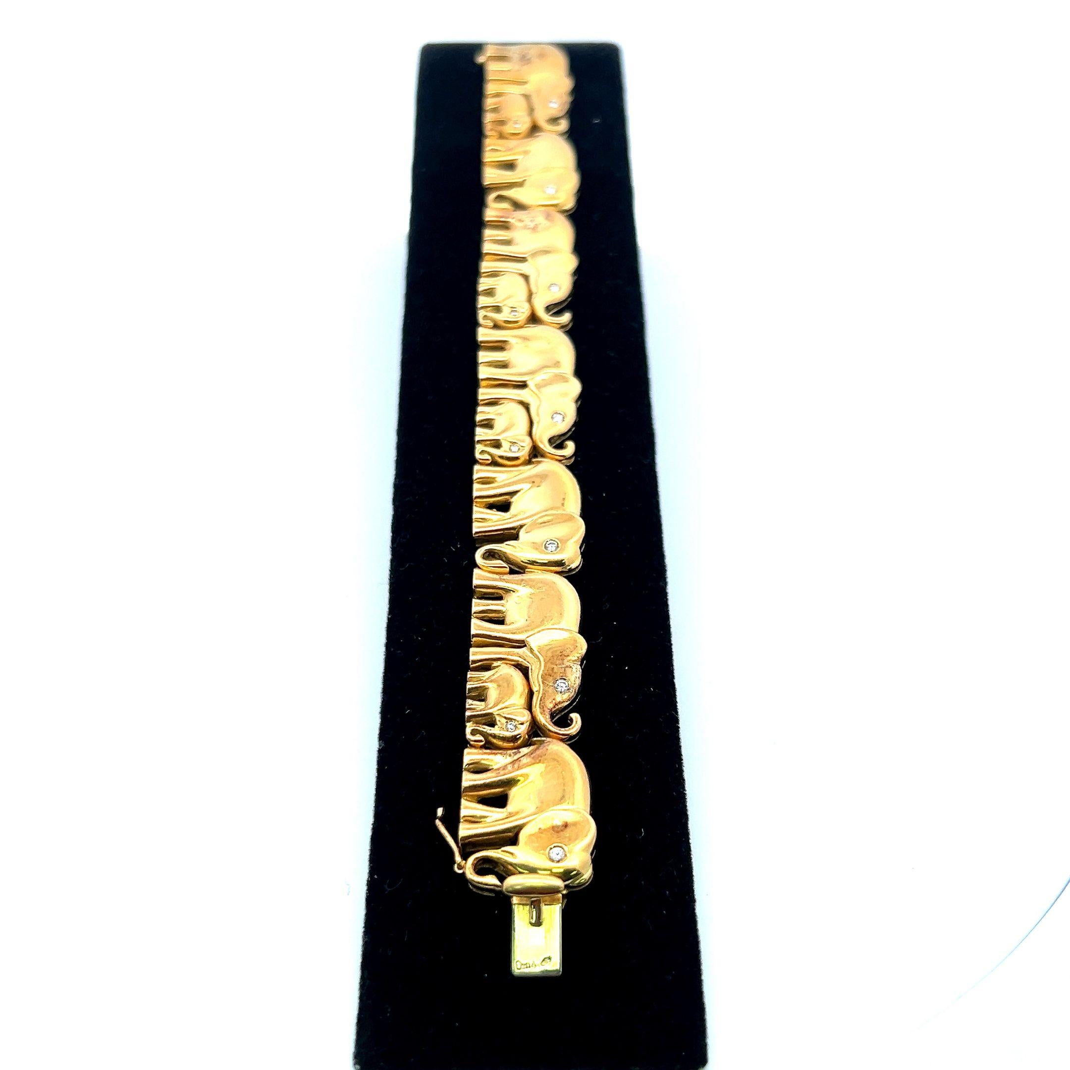 Bracelet à maillons en or jaune 18 carats avec diamants taille vieille Europe I SI1 de 0,20 carat en vente 2