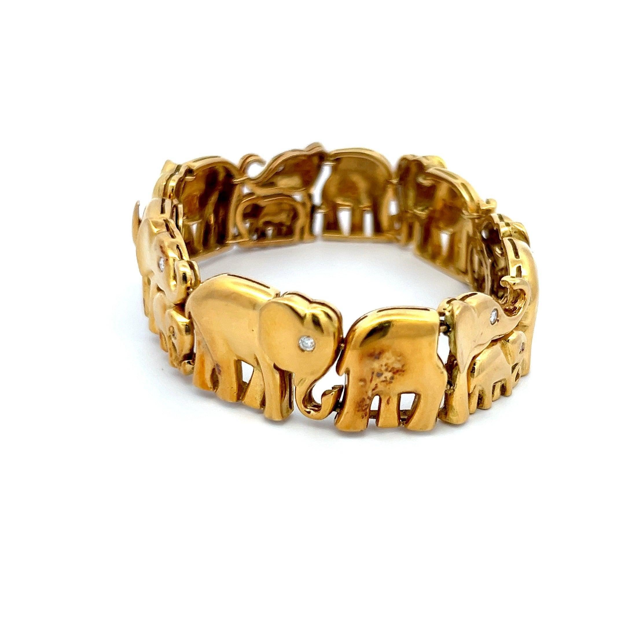 Bracelet à maillons en or jaune 18 carats avec diamants taille vieille Europe I SI1 de 0,20 carat en vente