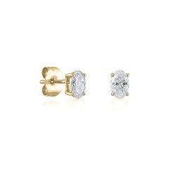 0.20 Carat Oval Natural Diamond Stud Earrings