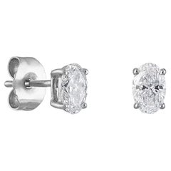 0.20 Carat Oval Natural Diamond Stud Earrings