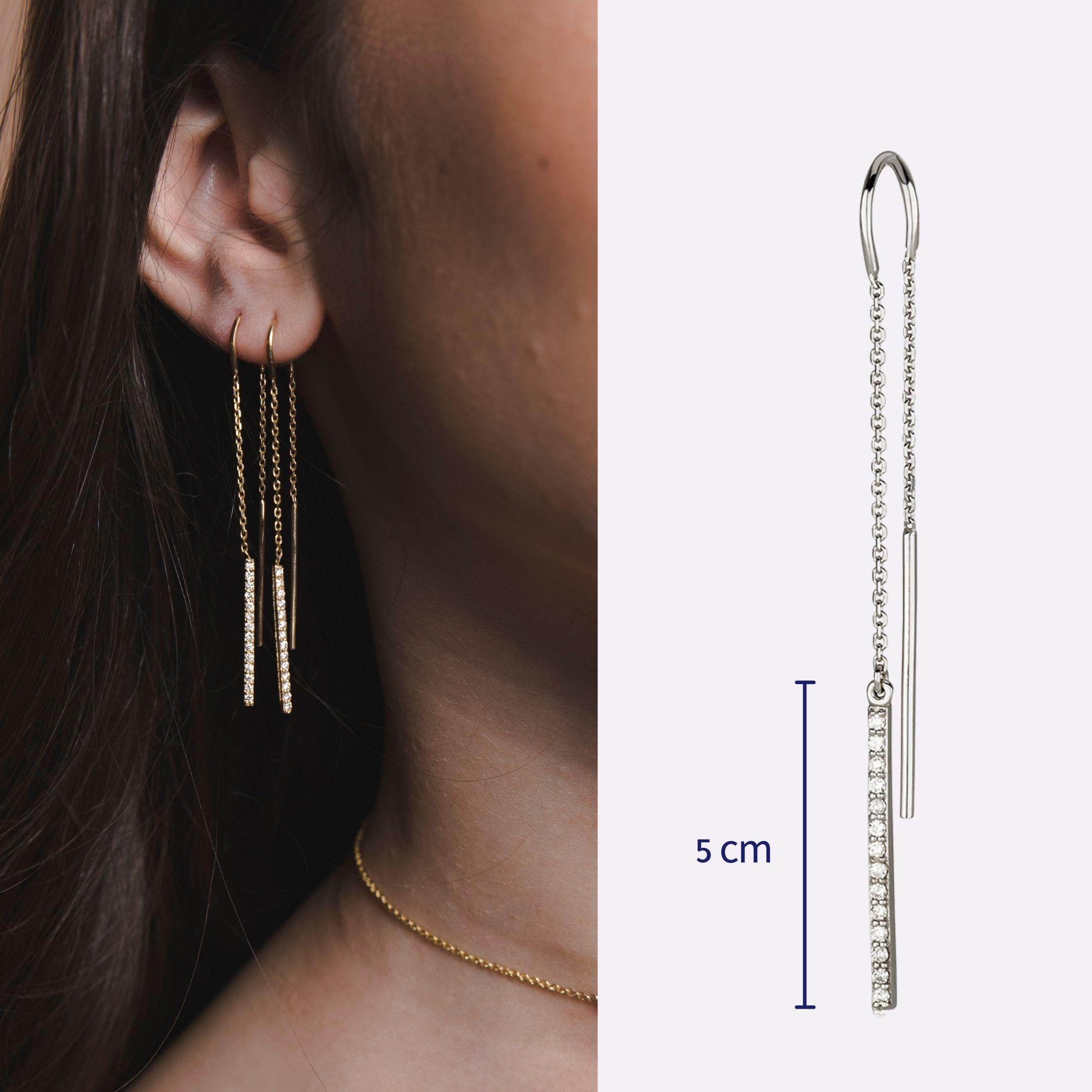 white gold threader earrings