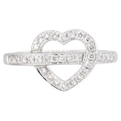 0.20 Carat Pave Diamond Open Heart Ring 18 Karat in Stock