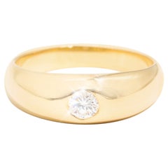 0.20 Carat Round Brilliant Cut Diamond Vintage Dome Solitaire 18 Carat Gold Ring