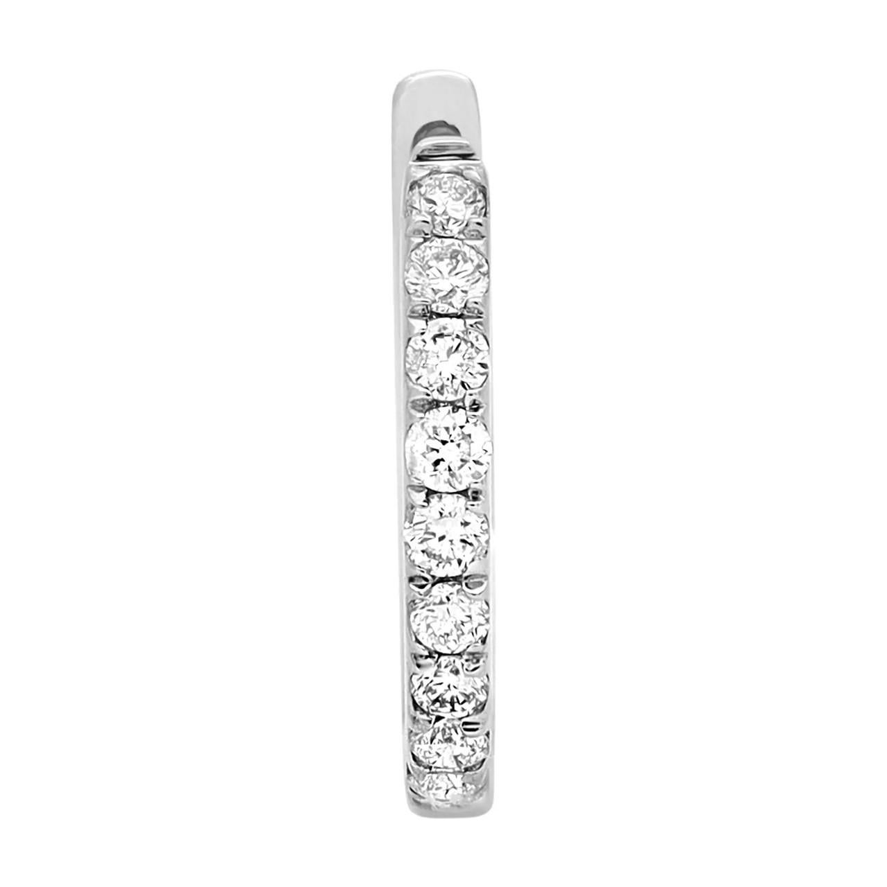 0.20 Carat Round Cut Diamond Huggie Earrings in 14k White Gold In New Condition For Sale In New York, NY