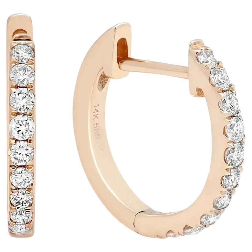 0.20 Carat Round Cut Diamond Huggie Earrings in 14k Yellow Gold For Sale