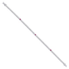 0.20 Carat Ruby Gemstone 2.60 Carat Diamond Tennis Bracelet 18 Karat White Gold