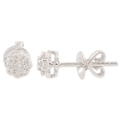 0.20 Carat SI Clarity HI Color Diamond Flower Stud Earrings 10 Karat White Gold