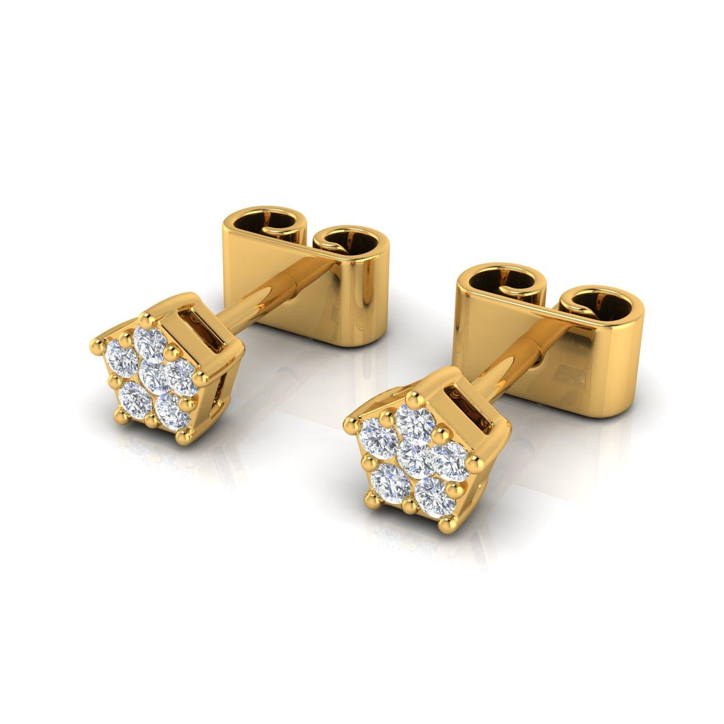 Modern 0.20 Carat SI/H Round Brilliant Cut Diamond Star Stud Earrings 14k Yellow Gold For Sale