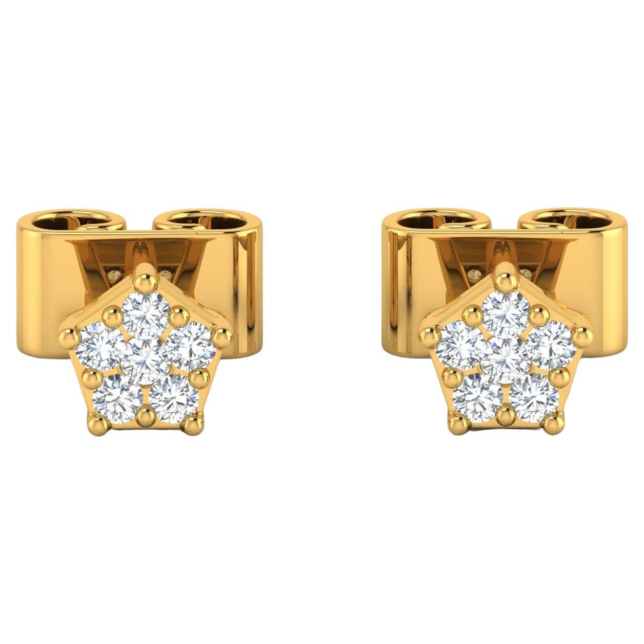 0.20 Carat SI/H Round Brilliant Cut Diamond Star Stud Earrings 18k Yellow Gold