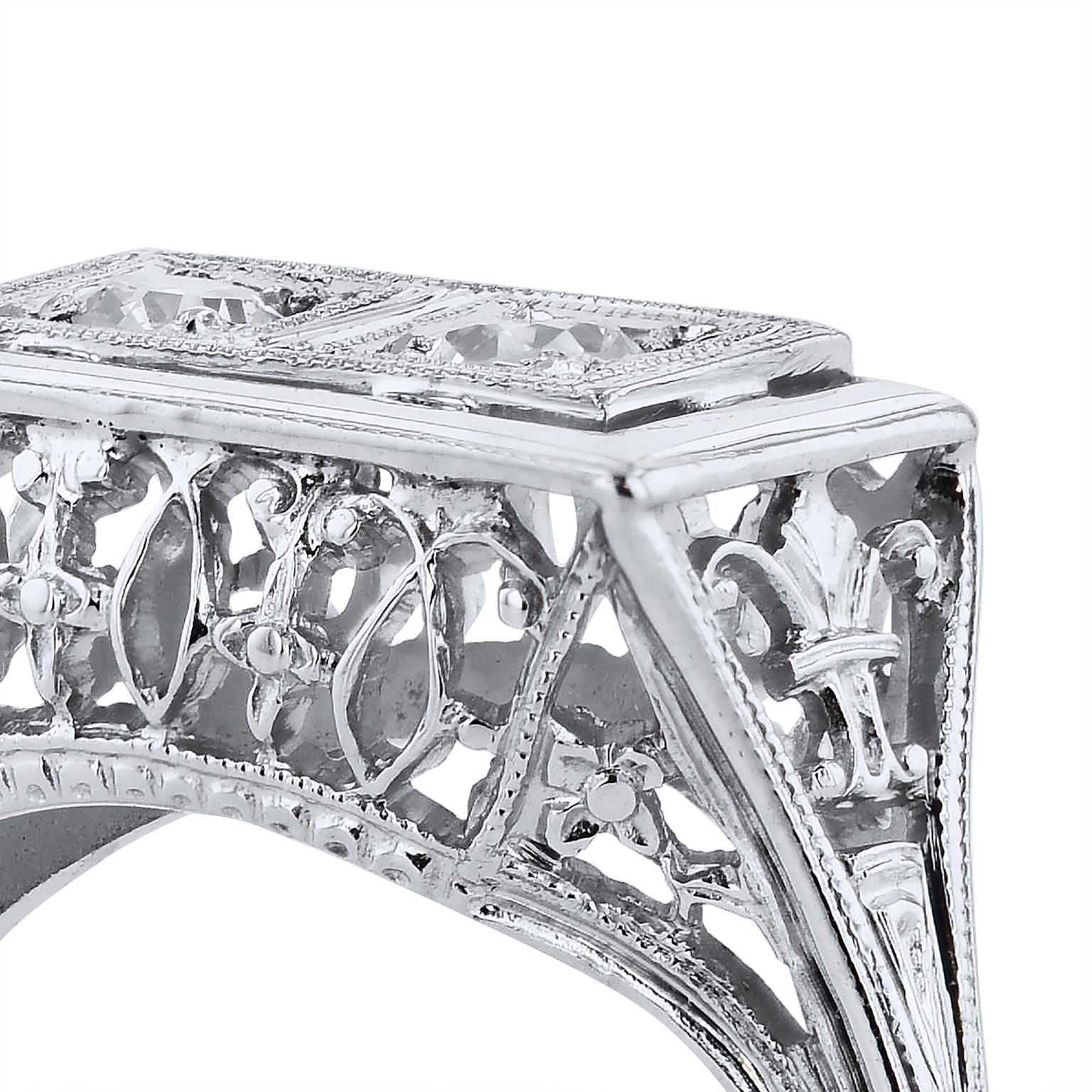 Verlobungsring, Nachlass 0,20 Karat Diamant im Übergangsschliff, Größe 3,75 (Art déco) im Angebot