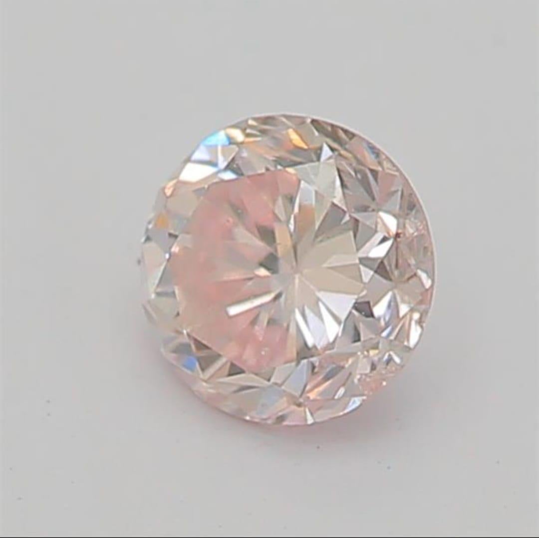 0.20 Carat Very Light Pink Round shaped diamond SI1 Clarity CGL Certified For Sale 5