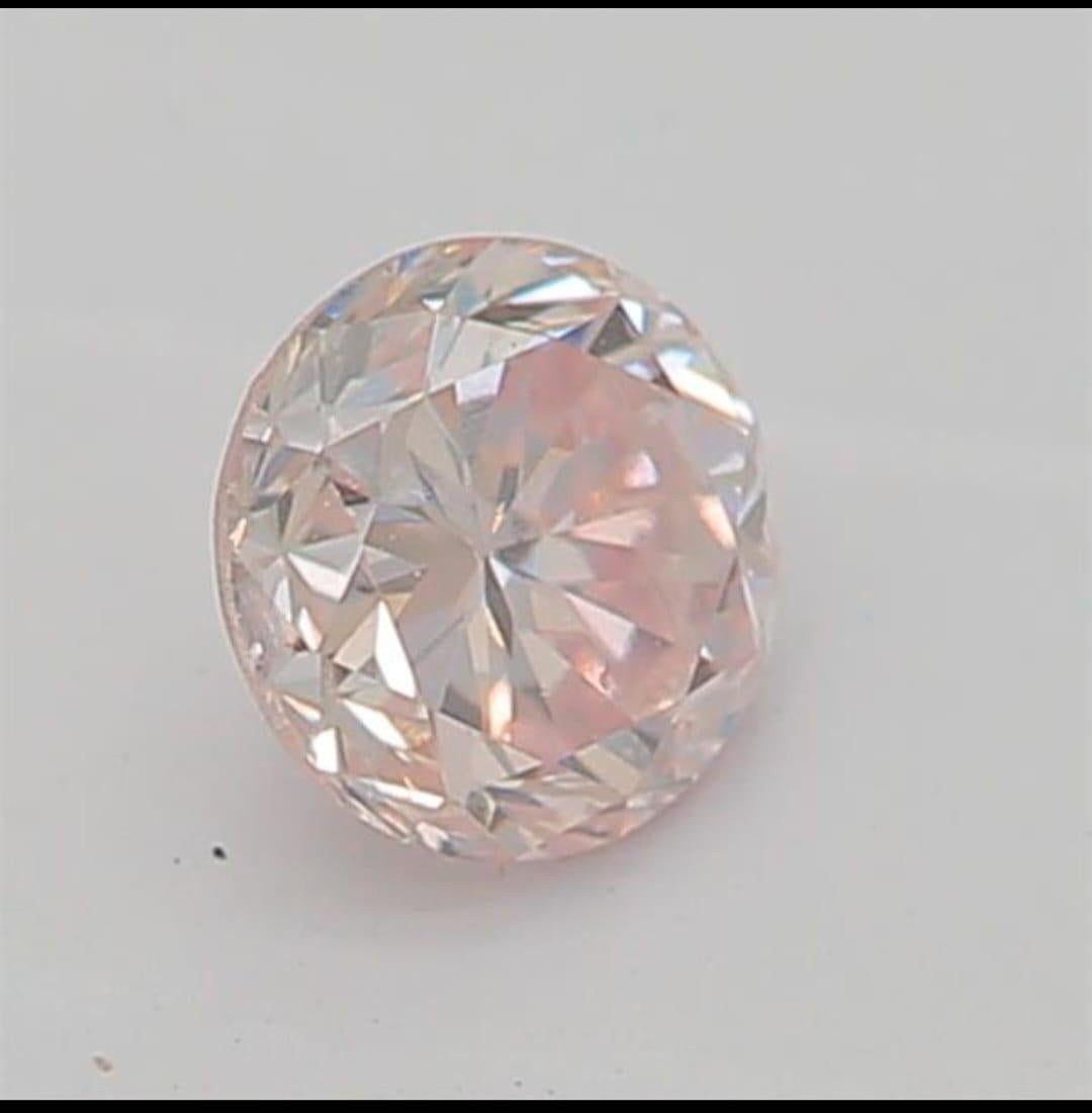 0.20 Carat Very Light Pink Round shaped diamond SI1 Clarity CGL Certified For Sale 6