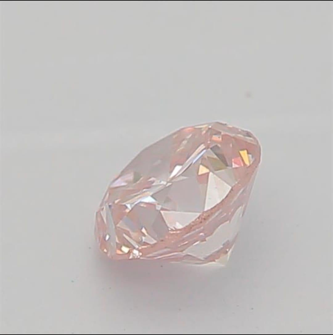 0.20 Carat Very Light Pink Round shaped diamond SI1 Clarity CGL Certified For Sale 8