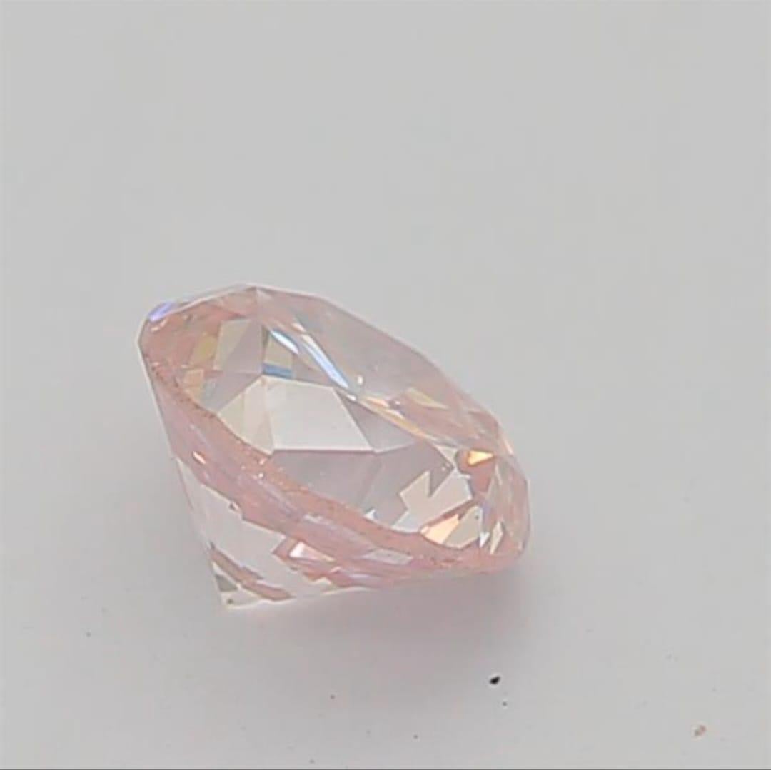 Taille ronde Diamant rose très clair de forme ronde de 0,20 carat de pureté SI1 certifié CGL en vente