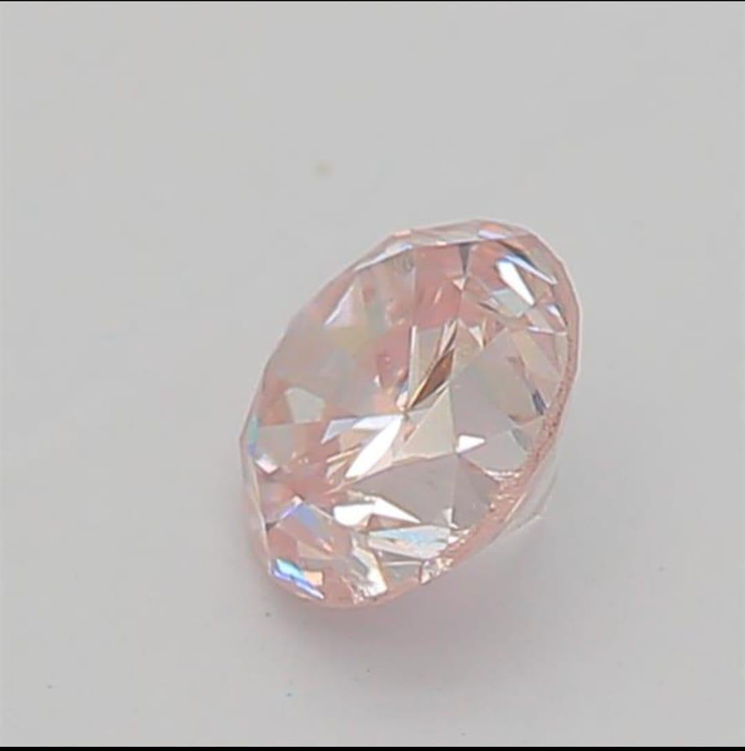 0.20 Carat Very Light Pink Round shaped diamond SI1 Clarity CGL Certified For Sale 2