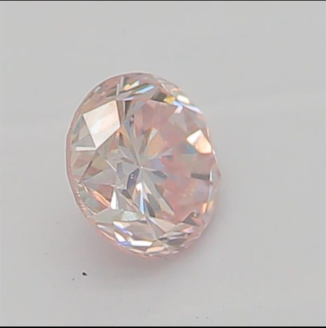 0.20 Carat Very Light Pink Round shaped diamond SI1 Clarity CGL Certified For Sale 4