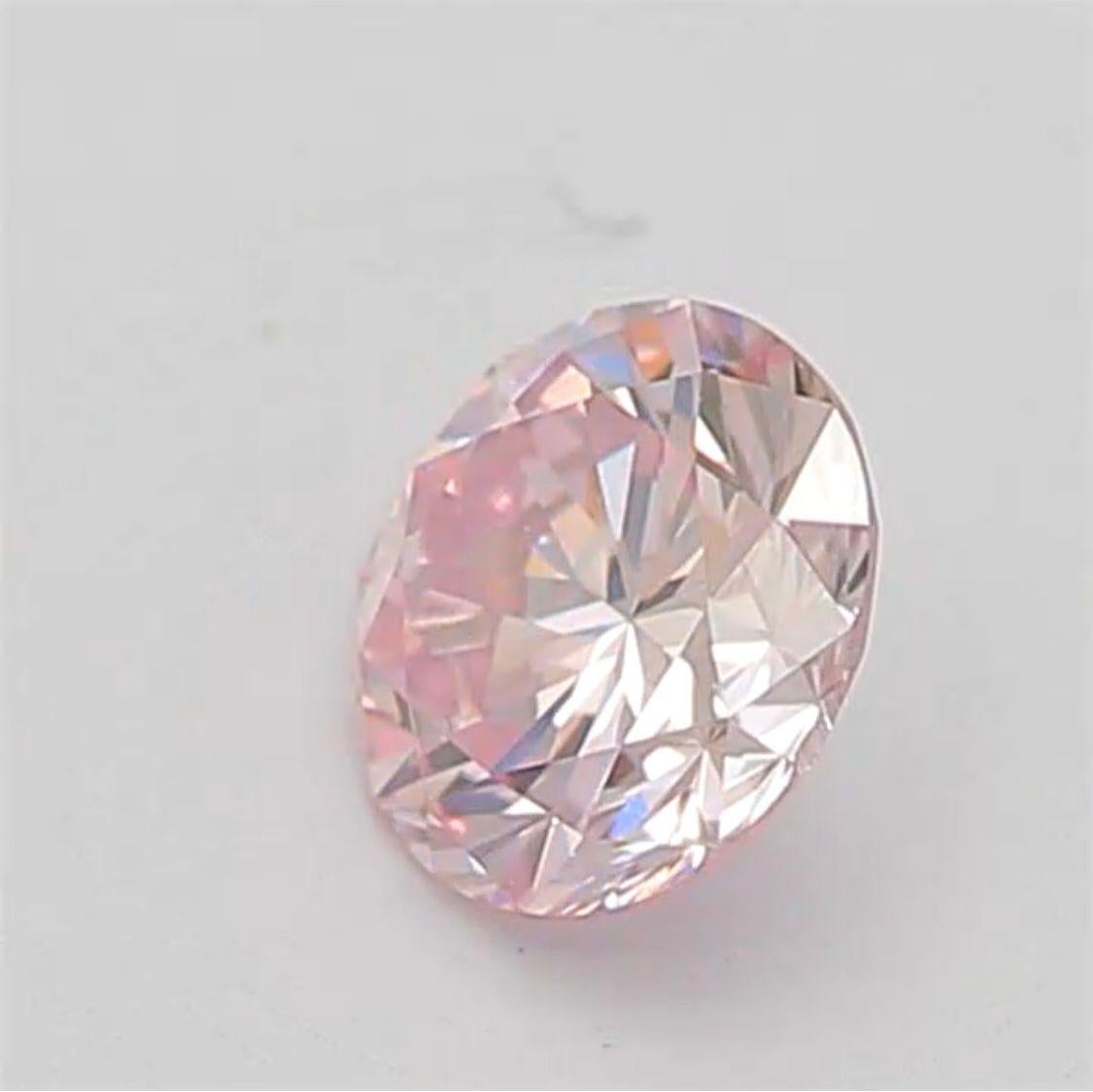 0.20 Carat Very Light Pink Round Shaped Diamond VS1 Clarity CGL Certified For Sale 6