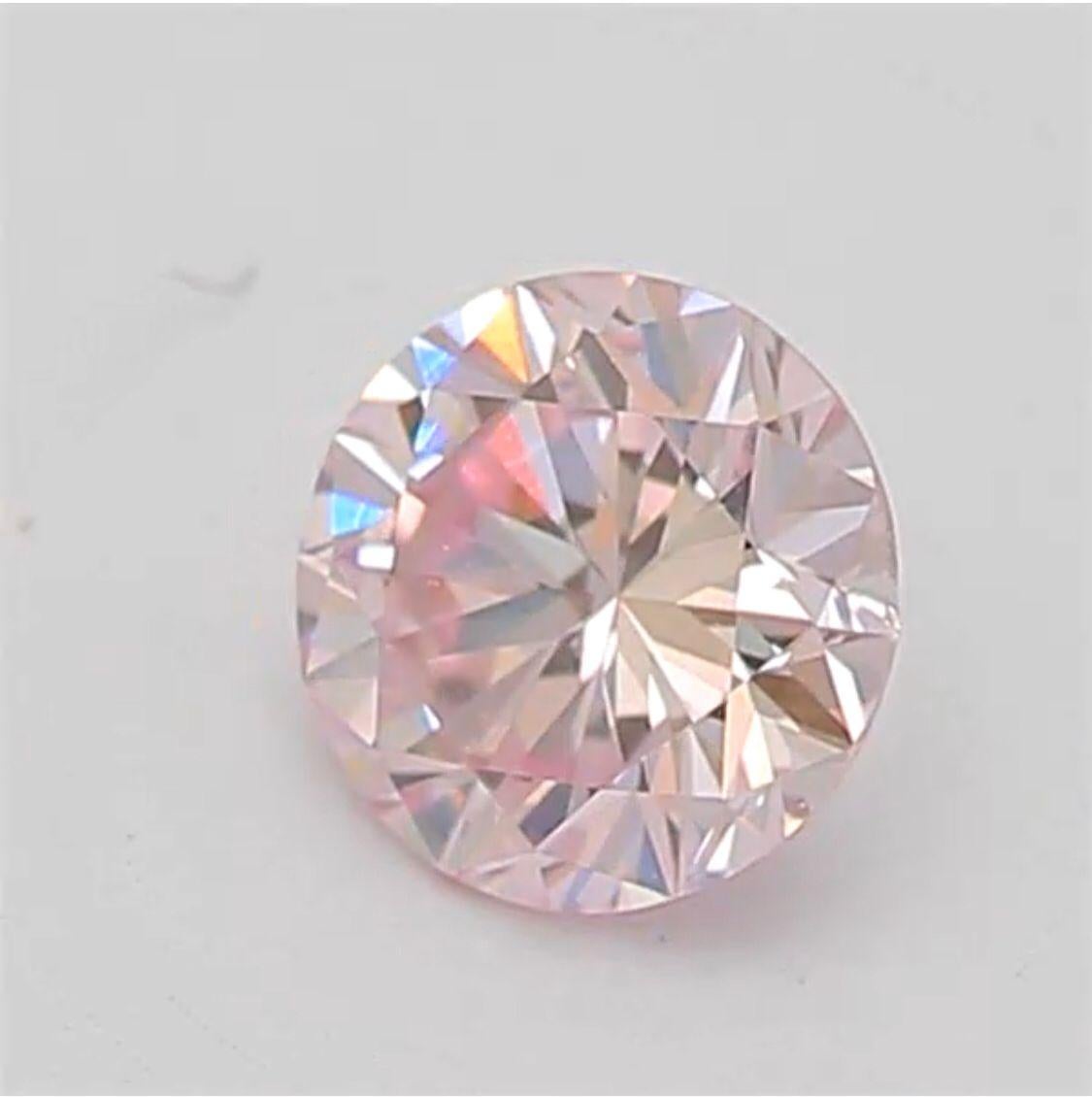 0.20 Carat Very Light Pink Round Shaped Diamond VS1 Clarity CGL Certified For Sale 7