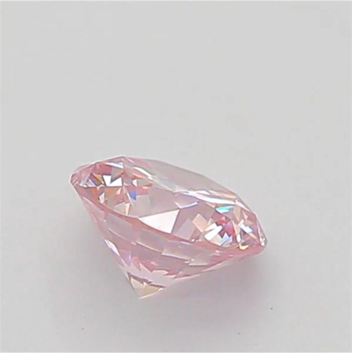 0.20 Carat Very Light Pink Round Shaped Diamond VS1 Clarity CGL Certified For Sale 2