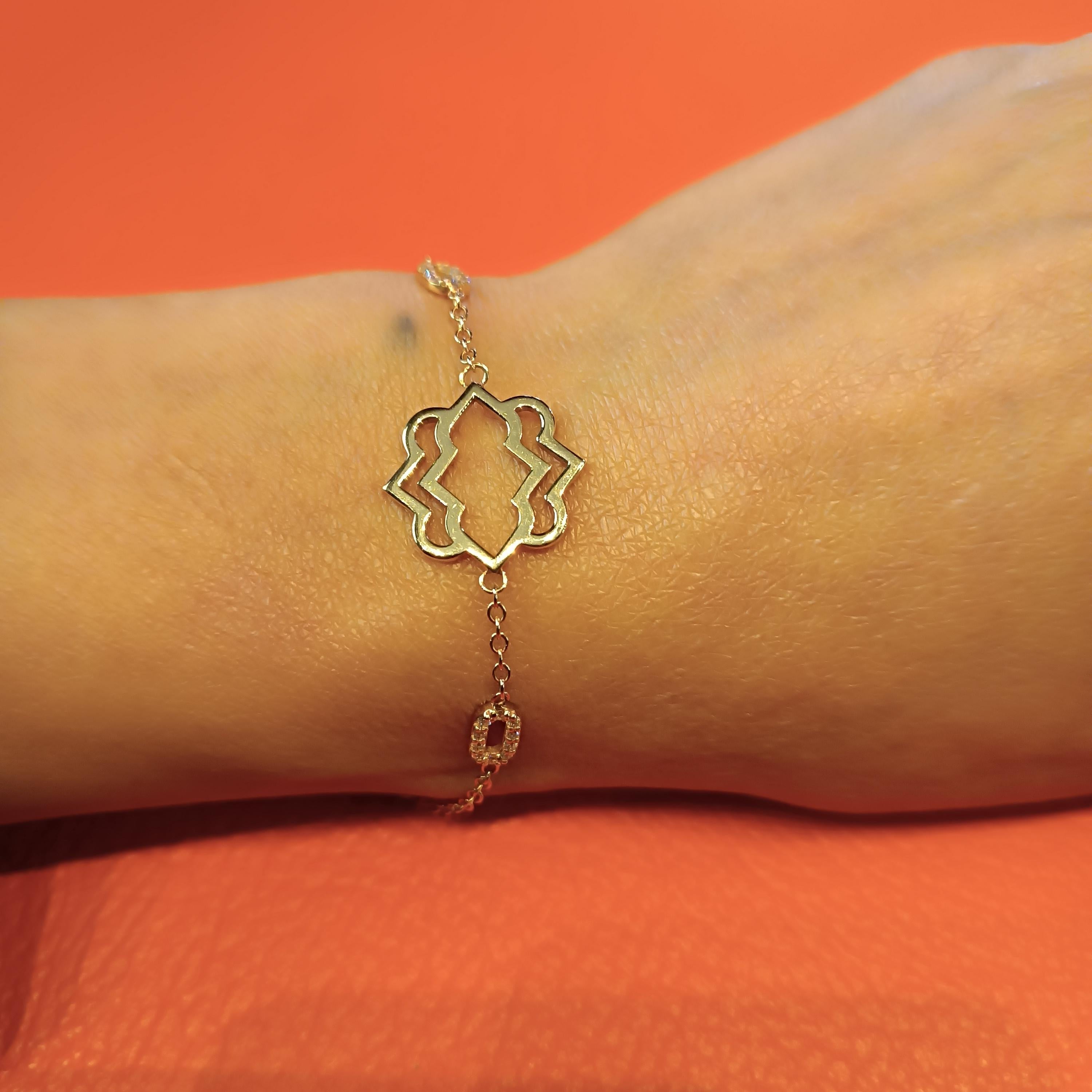 Contemporain Bracelet en or rose avec diamants de 0,20 carat de couleur VS G, grammes 4,25 en vente