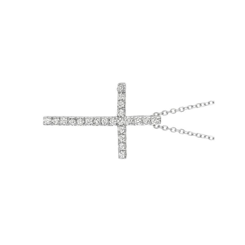 0.20 Carat Natural Diamond Cross Necklace 14K White Gold G SI 18 inches chain

100% Natural Diamonds, Not Enhanced in any way Round Cut Diamond Necklace  
0.20CT
G-H 
SI  
14K White Gold    Pave style  1.9 gram
13/16 inch in height, 1/2 inch in
