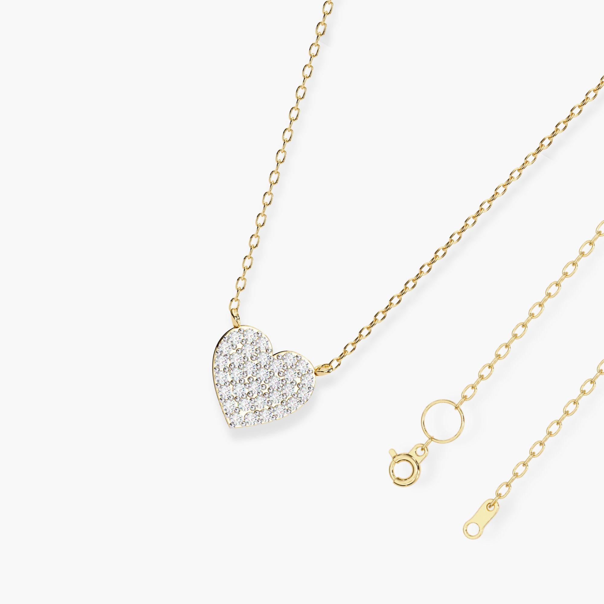 Contemporary 0.20 Ct Natural Diamond Heart Pendant Necklace, 14k Solid Gold, SI GH For Sale