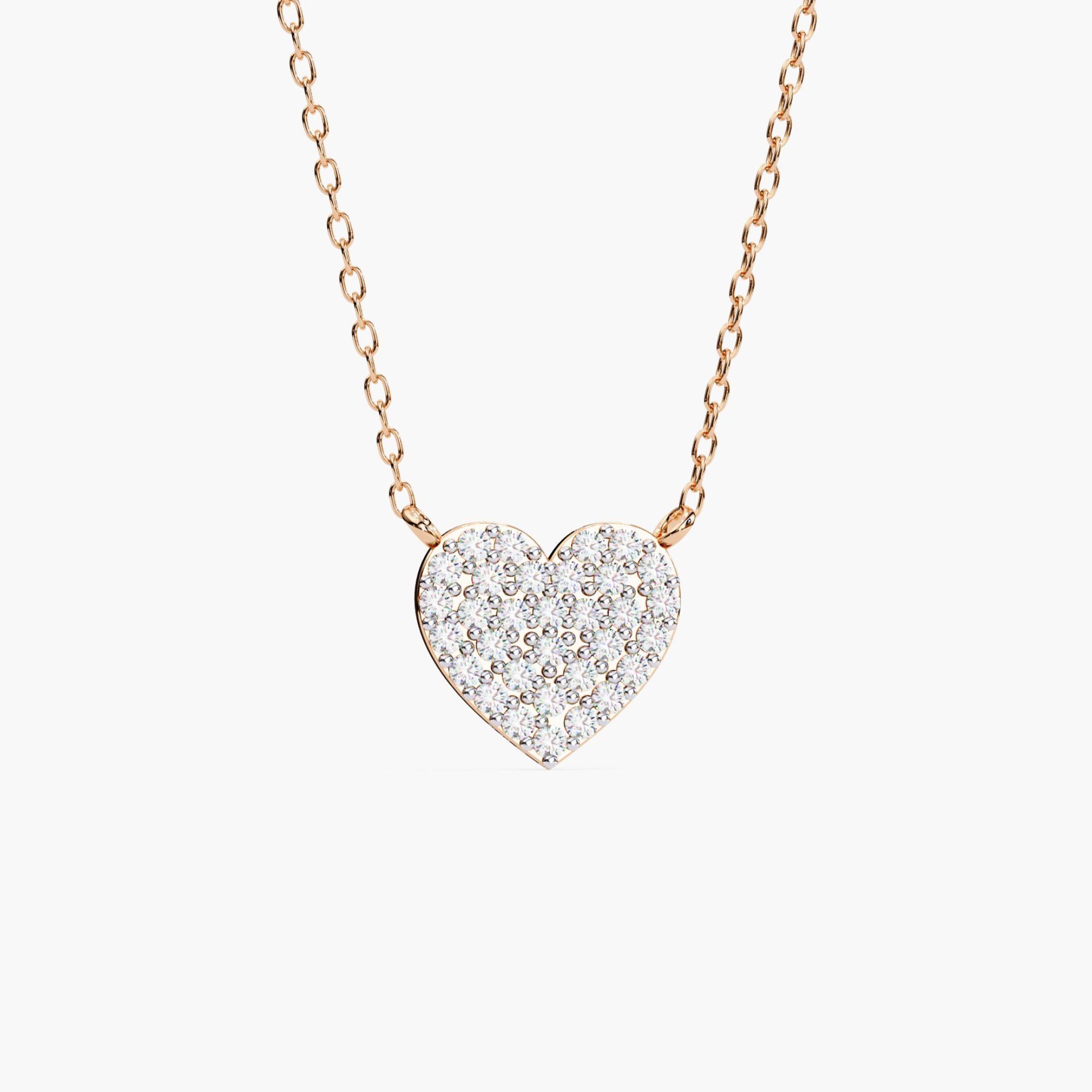 Women's 0.20 Ct Natural Diamond Heart Pendant Necklace, 14k Solid Gold, SI GH For Sale