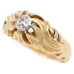 0,20 ct bague diamant taille ancienne, Art Nouveau, bague solitaire, floral