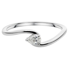0.20 Ct Pear Cut Diamond Promise Ring 18K White Gold Bypass Ring Gift for Her