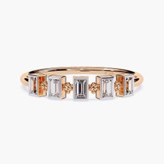 0.20 CTW Baguette Diamond Bezel Ring in 14K Gold, SI+ 5-Stone Band
