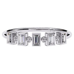 0.20 CTW Baguette Diamond Bezel Ring in 14K Gold, SI+ 5-Stone Band