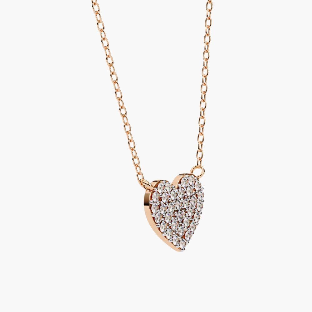 Collana con ciondolo di diamanti a forma di cuore da 0,20 carati in oro 14K in vendita 7