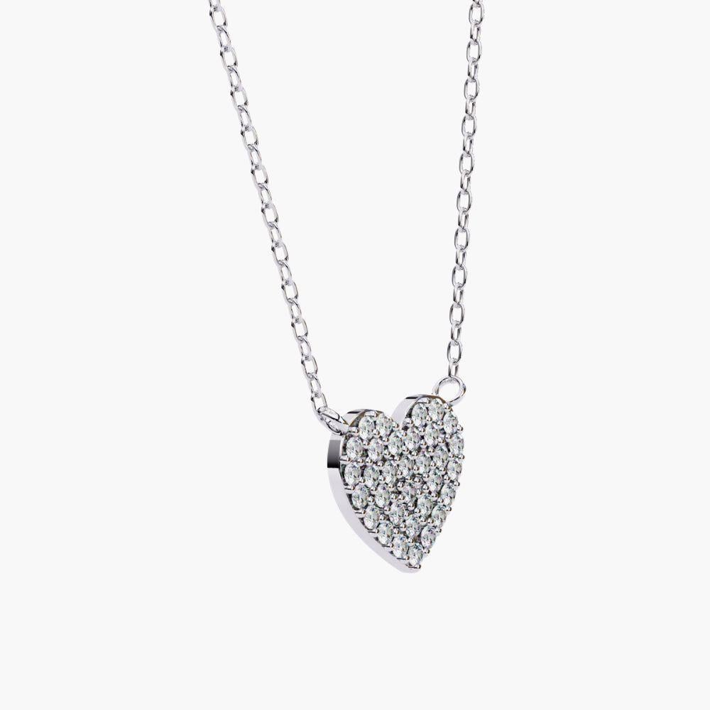 Taglio rotondo Collana con ciondolo di diamanti a forma di cuore da 0,20 carati in oro 14K in vendita