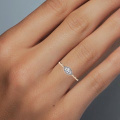0.20 CTW Marquise Diamond Halo Ring in 14K Gold, SI+ Natural Diamonds