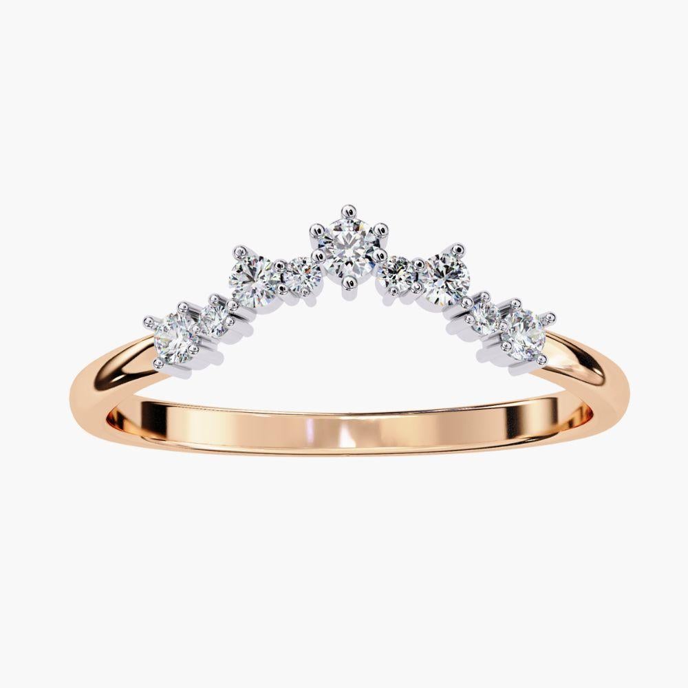Anello con diamante a tiara da 0,20 ctw  Ispirato alla corona  Oro 14K in vendita 5