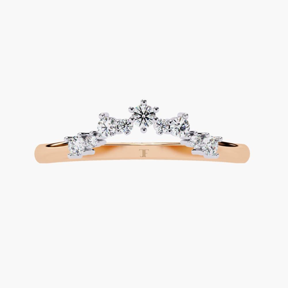 Anello con diamante a tiara da 0,20 ctw  Ispirato alla corona  Oro 14K in vendita 7