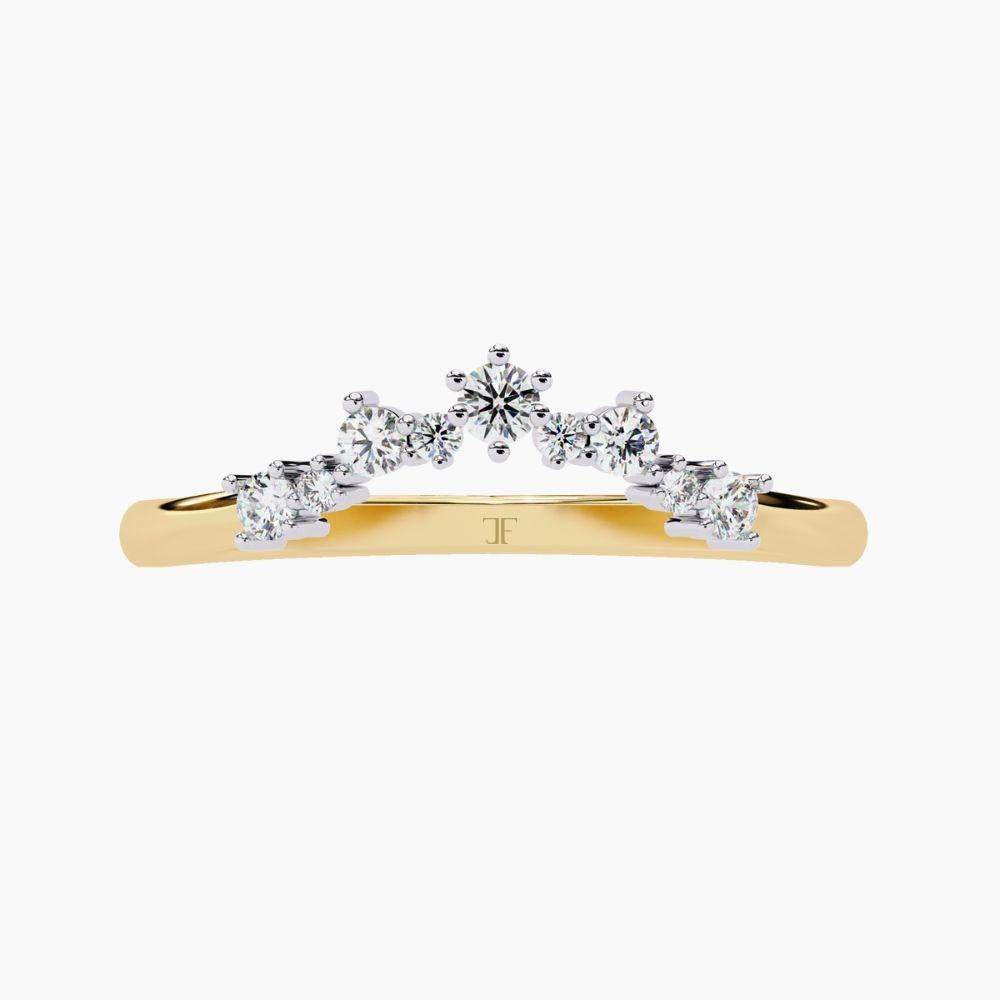Anello con diamante a tiara da 0,20 ctw  Ispirato alla corona  Oro 14K in vendita 3