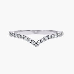 0.20 Ctw V Shaped Diamond Ring 14K Gold Crown Ring