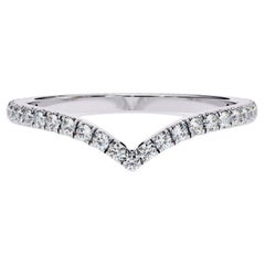 0.20 Ctw V Shaped Diamond Ring 14K Gold Crown Ring