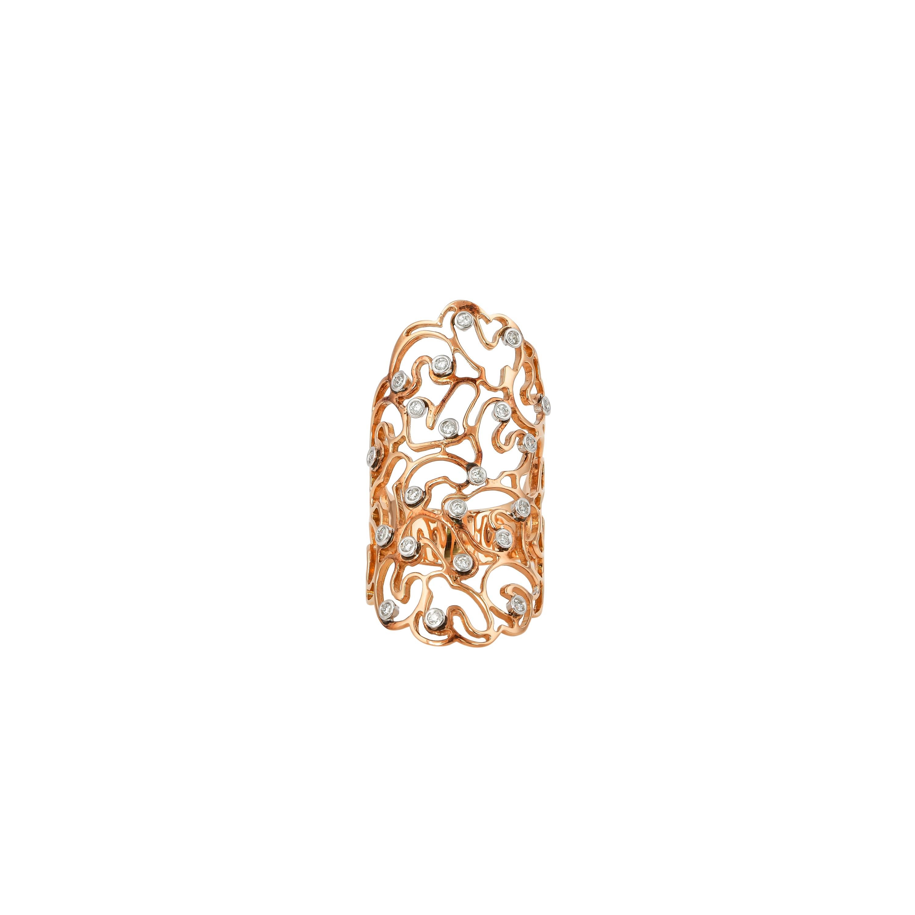 Einzigartige und Designer-Cocktailringe von Sunita Nahata Fine Design.

Klassischer Diamantring aus 18K Weiß- und Roségold. 

Diamant: 0,207 Karat, 1,30 mm groß, runde Form, Farbe G, Reinheit VS.

Gold: 8,00g, 18K Weiß- und Roségold. 
Ring Größe: US