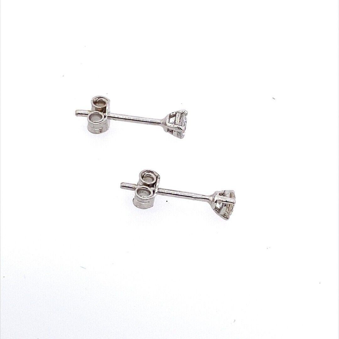 Round Cut 0.20ct 3 Claw Diamond Solitaire Earrings in 18ct White Gold For Sale