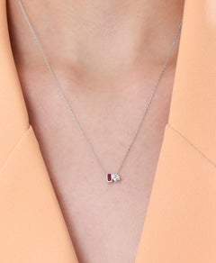 0.20ct Diamond And Ruby ”Toi Et Moi Solid” Gold Necklace